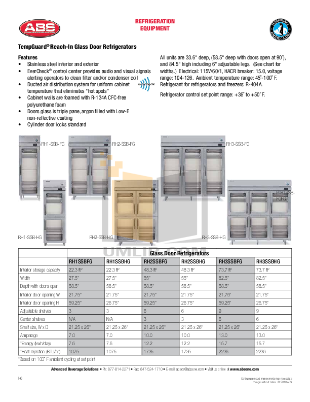 PDF manual for Hoshizaki Refrigerator Temp Guard RH2SSB